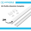 Kit Profilo Alluminio Completo Da 2 Metri Per Striscia Led, Standard Colore Bianco, Dimensione 17.4X7mm, Larghezza Interna 12.4mm, 115g/m, Copertura Opale, Tappi Chiusura e Clip Fissaggio Incluso, BAV3365 BAZ1707W