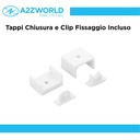 Kit Profilo Alluminio Completo Da 2 Metri Per Striscia Led, Standard Colore Bianco, Dimensione 17.4X7mm, Larghezza Interna 12.4mm, 115g/m, Copertura Opale, Tappi Chiusura e Clip Fissaggio Incluso, BAV3365 BAZ1707W