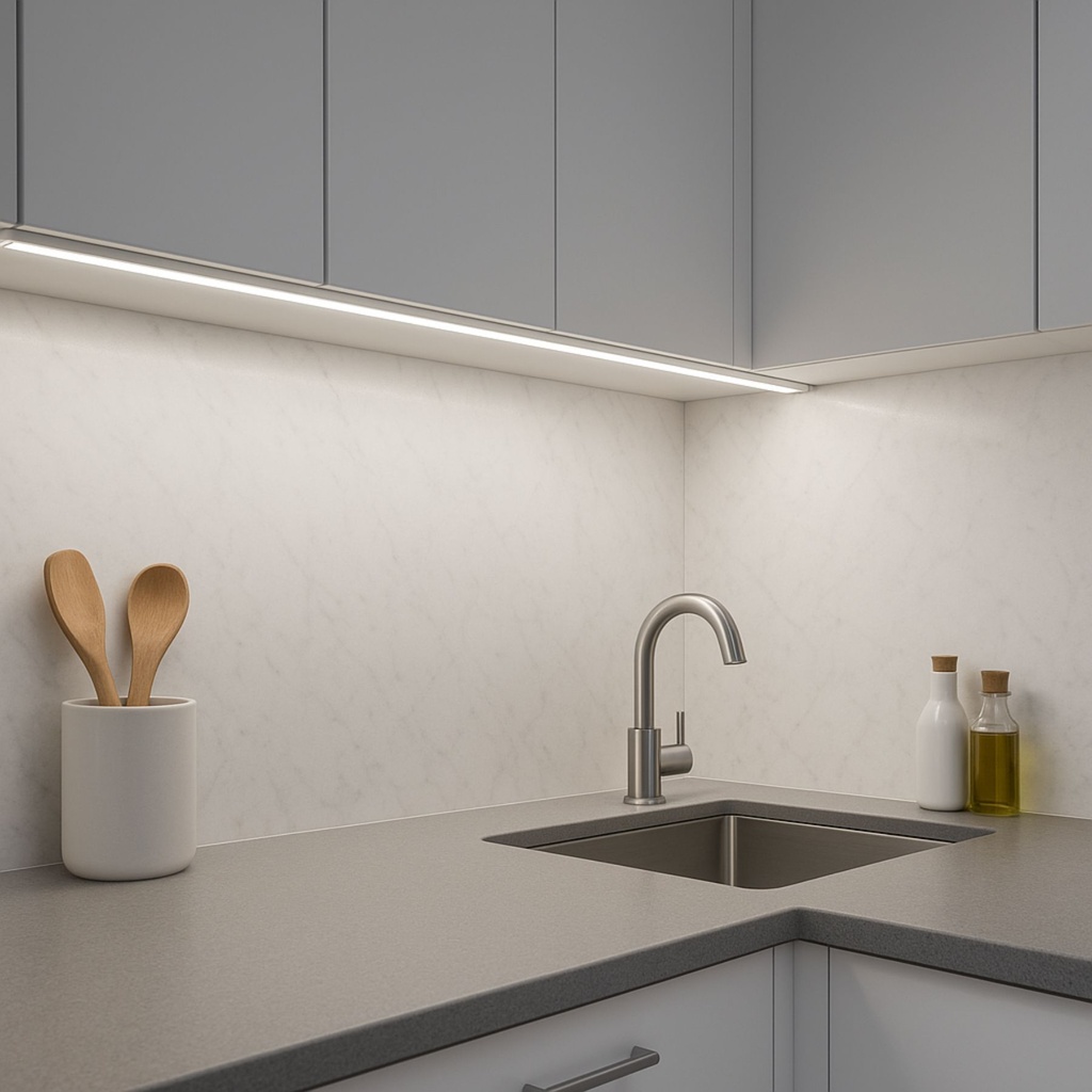 Kit Profilo Alluminio Completo Da 2 Metri Per Striscia Led, Standard Colore Bianco, Dimensione 17.4X7mm, Larghezza Interna 12.4mm, 115g/m, Copertura Opale, Tappi Chiusura e Clip Fissaggio Incluso, BAV3365 BAZ1707W