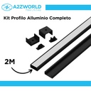 Kit Profilo Alluminio Completo Da 2 Metri Per Striscia Led, Standard Colore Nero, Dimensione 17.4X7mm, Larghezza Interna 12.4mm, 115g/m, Copertura Opale, Tappi Chiusura e Clip Fissaggio Incluso,BAV2873 BAZ1707B