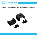 Kit Profilo Alluminio Completo Da 2 Metri Per Striscia Led, Standard Colore Nero, Dimensione 17.4X7mm, Larghezza Interna 12.4mm, 115g/m, Copertura Opale, Tappi Chiusura e Clip Fissaggio Incluso,BAV2873 BAZ1707B