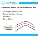 3 Pezzi Connettore 8mm 2 PIN, Per Collegare 2 Striscia Led Smd con Passo da 8mm Senza Saldare, Cavo 15cm