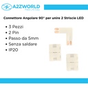 3 Pezzi Connettore 5mm Angolare 90° 2 PIN, Per Curvare 2 Striscie Led Smd con Passo da 5mm Senza Saldare