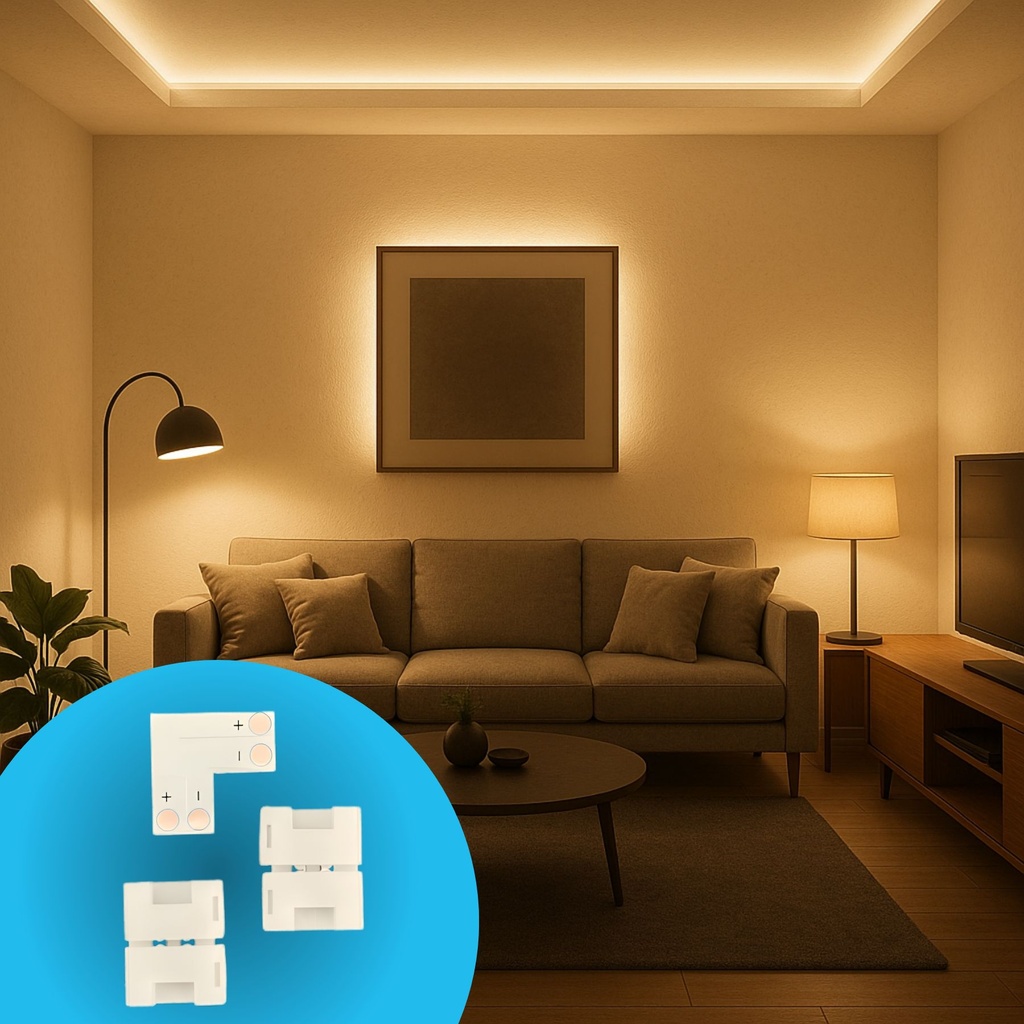 3 Pezzi Connettore 8mm Angolare 90° 2 PIN, Per Curvare 2 Striscie Led Smd con Passo da 8mm Senza Saldare