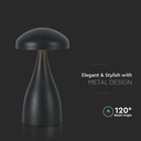 Lampada LED da Tavolo 1W con Batteria 1800mAh Ricaricabile USB C Colore Nero in Metallo Dimmerabile 3 In 1 SKU-7895