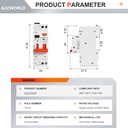 Interruttore Differenziale Magnetotermico WiFi con Riarmo Automatico e Display, Salvavita Tipo A Curva C 30mA, 220V 20-40A 2M, App Tuya con Misure: Corrente Residua, Intensità, Potenza, Tensione, Temperatura, Consumo