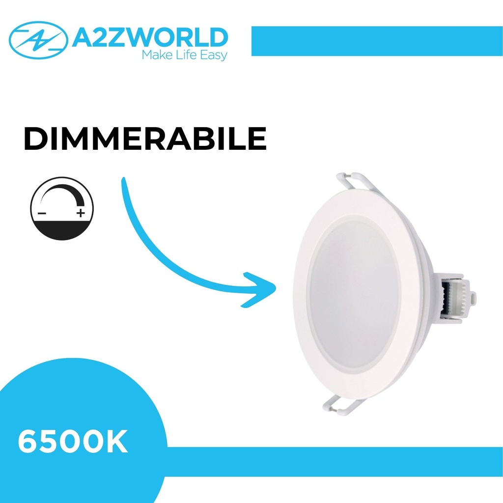 3 Faretti LED da Incasso Dimmerabili 5W 220V Rotondi Bianchi 6500K D87mm H36mm Foro 70mm IP65