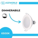 3 Faretti LED da Incasso Dimmerabili 5W 220V Rotondi Bianchi 6500K D87mm H36mm Foro 70mm IP65