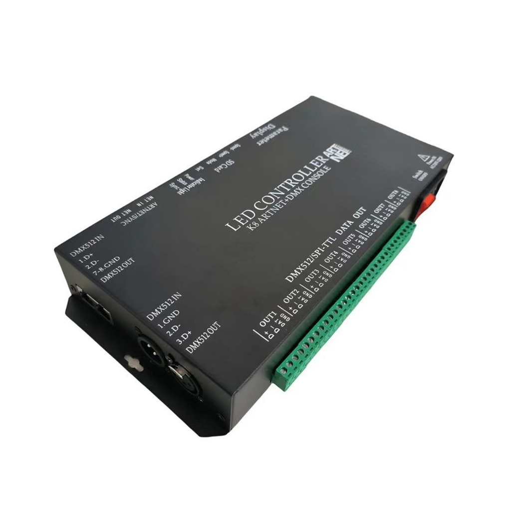 Centralina Controller ARTNET+DMX K8 Console LED Pixel, Online/Offline, 8 Canali, Supporta Madrix Resolume Arkaos, Compatibile SPI TTL DMX512, 220V 