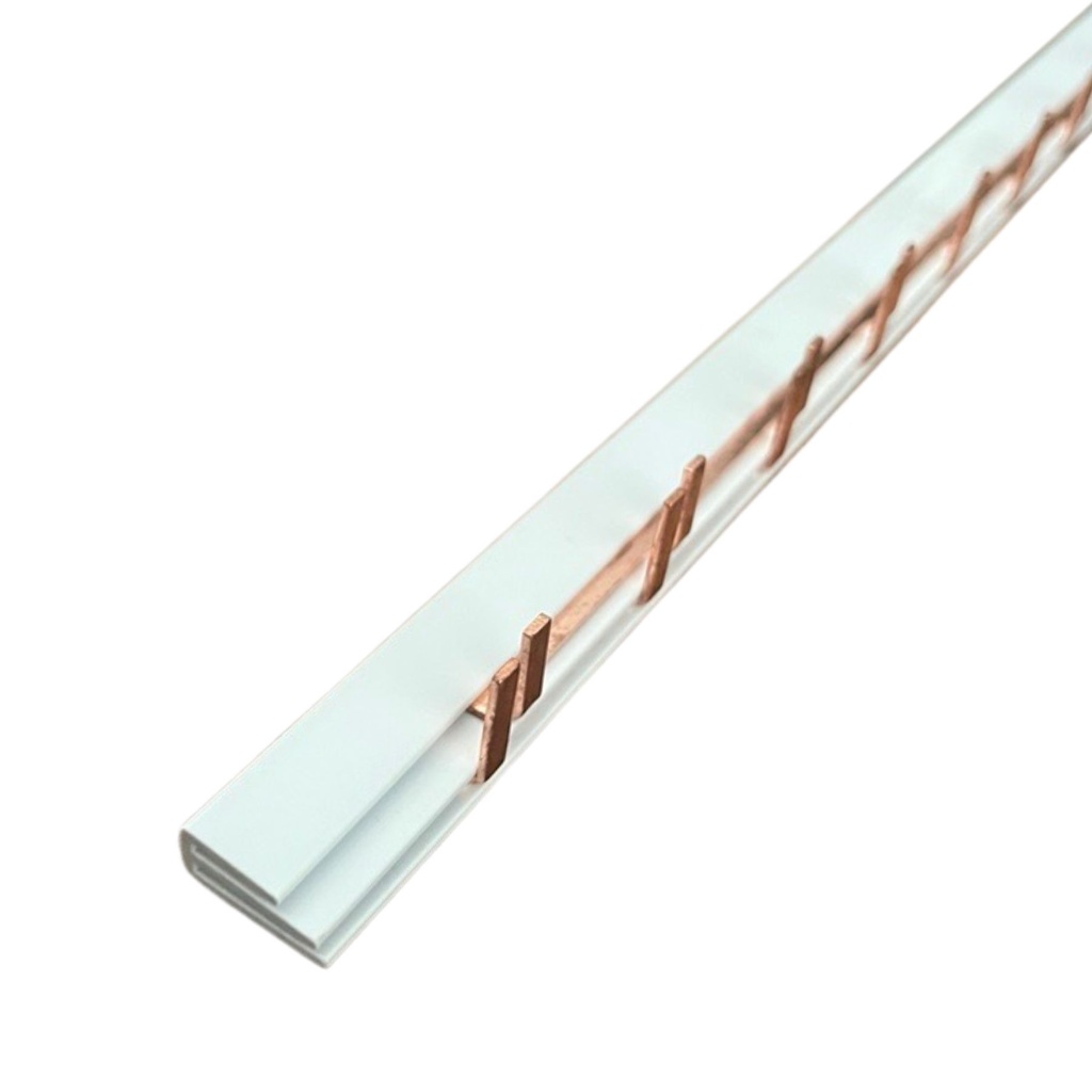 Pettine di Distribuzione Busbar Modulari 1P+N-LE, 12 PIN, Sezione PIN 10mm², Distanza tra PIN 17,8mm, Larghezza PIN 4mm, Altezza PIN 11,5mm, Lunghezza Totale 210mm, 63A IP20