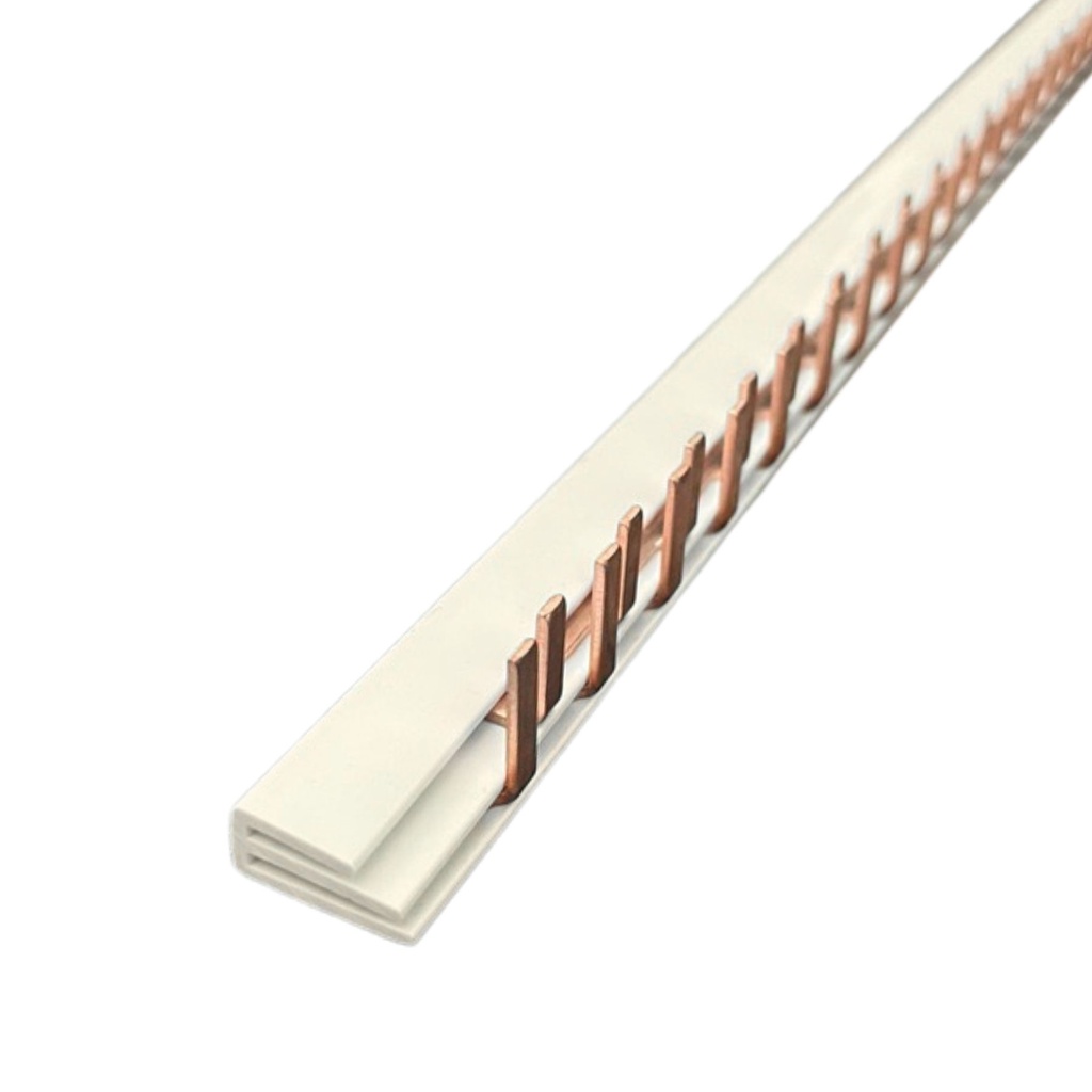Pettine di Distribuzione Busbar Modulari 1P+N, 108 PIN, Sezione 10mm², Distanza tra PIN 9mm, Larghezza PIN 4mm, Altezza PIN 11,5mm, Lunghezza Totale 1000mm 63A IP20