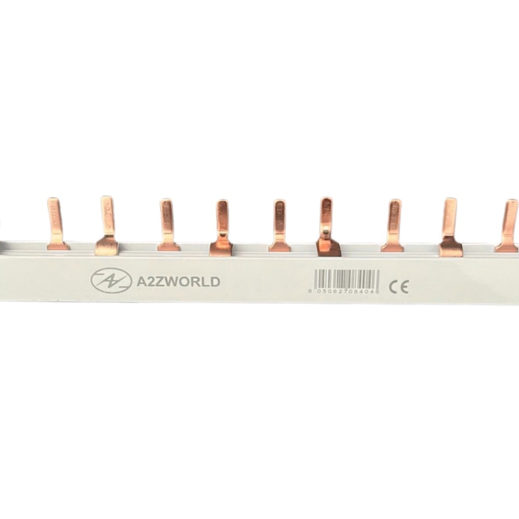 Pettine di Distribuzione Busbar Modulari 3P+N, 12 PIN, Sezione PIN 10mm², Distanza tra PIN 17,8mm, Larghezza PIN 4mm, Altezza PIN 11,5mm, Lunghezza Totale 210mm, 63A IP20