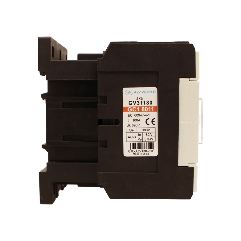 Contattore Motore 3P 4M, Teleruttore Trifase Industriale AC 380V 3NO, 80A 37KW, Bobina 220V AC, Contatto Ausiliare 1NO+1NC, IP20 IEC60947-4-1