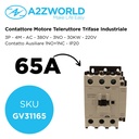 Contattore Motore 3P 4M, Teleruttore Trifase Industriale AC 380V 3NO, 65A 30KW, Bobina 220V AC, Contatto Ausiliare 1NO+1NC, IP20 IEC60947-4-1