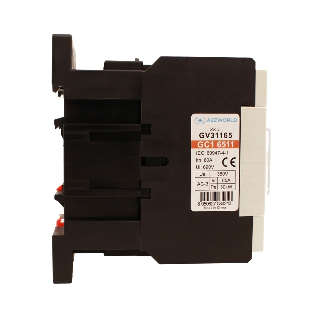 Contattore Motore 3P 4M, Teleruttore Trifase Industriale AC 380V 3NO, 65A 30KW, Bobina 220V AC, Contatto Ausiliare 1NO+1NC, IP20 IEC60947-4-1