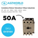 Contattore Motore 3P 4M, Teleruttore Trifase Industriale AC 380V 3NO, 50A 22KW, Bobina 220V AC, Contatto Ausiliare 1NO+1NC, IP20 IEC60947-4-1