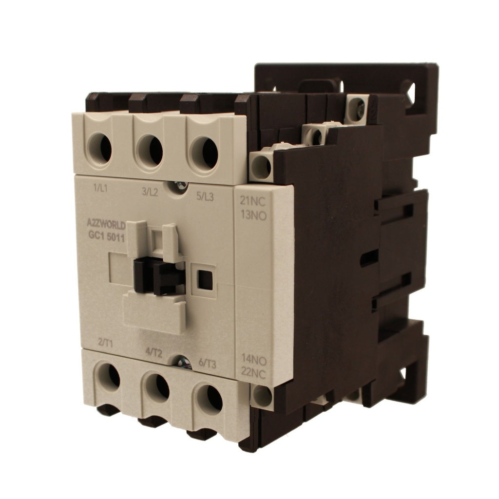 Contattore Motore 3P 4M, Teleruttore Trifase Industriale AC 380V 3NO, 50A 22KW, Bobina 220V AC, Contatto Ausiliare 1NO+1NC, IP20 IEC60947-4-1