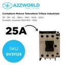Contattore Motore 3P 3M, Teleruttore Trifase Industriale AC 380V 3NO, 25A 11KW, Bobina 220V AC, Contatto Ausiliare 1NO+1NC, IP20 IEC60947-4-1
