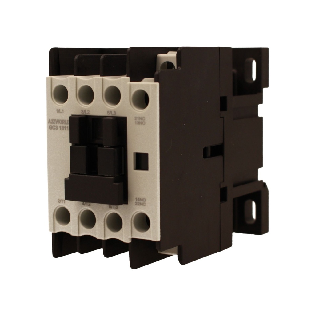 Contattore Motore 3P 3M, Teleruttore Trifase Industriale AC 380V 3NO, 18A 7.5KW, Bobina 220V AC, Contatto Ausiliare 1NO+1NC, IP20 IEC60947-4-1