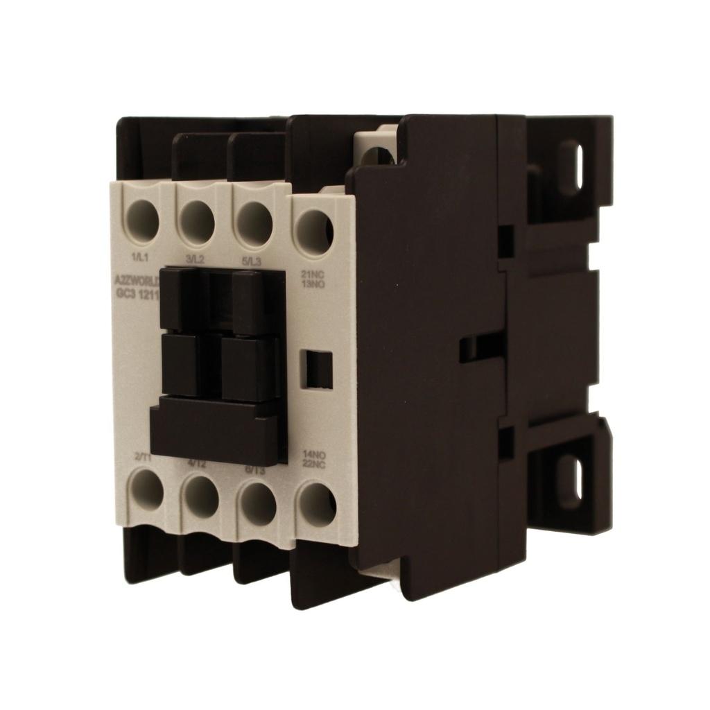 Contattore Motore 3P 3M, Teleruttore Trifase Industriale AC 380V 3NO, 12A 5.5KW, Bobina 220V AC, Contatto Ausiliare 1NO+1NC, IP20 IEC60947-4-1