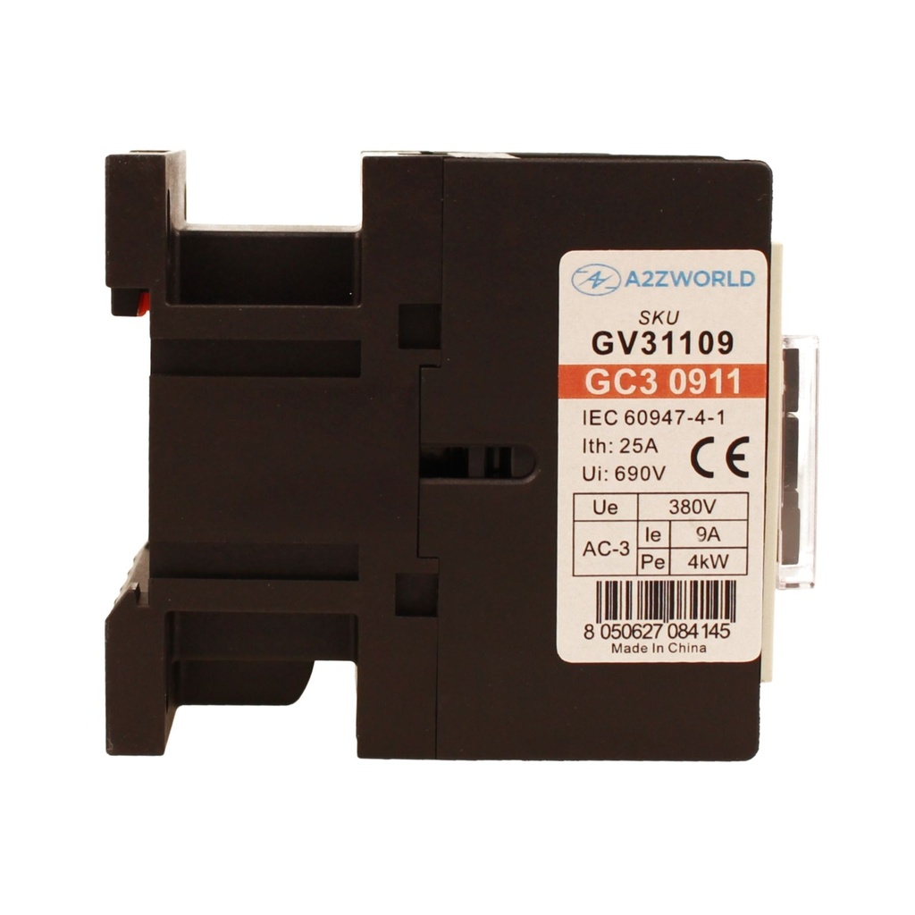 Contattore Motore 3P 3M, Teleruttore Trifase Industriale AC 380V 3NO, 9A 4KW, Bobina 220V AC, Contatto Ausiliare 1NO+1NC, IP20 IEC60947-4-1