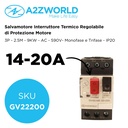 Salvamotore Interruttore Termico di Protezione Motore, 3P 2.5M Regolabile 20A 14-20A 9KW AC 590V Monofase e Trifase IP20 IEC60947-2