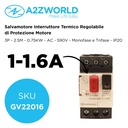 Salvamotore Interruttore Termico di Protezione Motore, 3P 2.5M Regolabile 1.6A 1-1.6A 0.75KW AC 590V Monofase e Trifase IP20 IEC60947-2