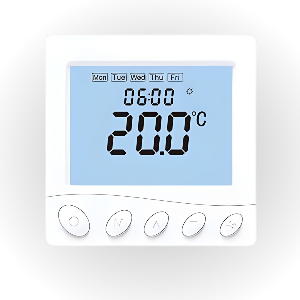 Termostato Digitale 220V da Incasso, Cronotermostato Settimanale con Tasti Manuali, Schermo LCD Retroilluminato, Per Caldaia a Gas, Installazione a Incasso Scatola 502 o 86x86mm 