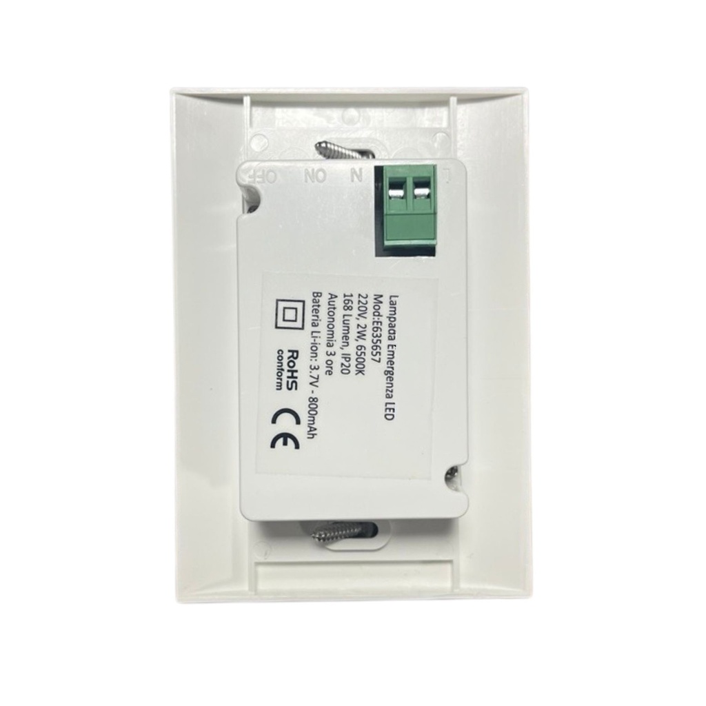Lampada Emergenza Luce Led Per Scatola 503, 2W 168LM Autonomia 3 Ore, Bianco Freddo 6500K, Placca Bianca, Anti Black Out