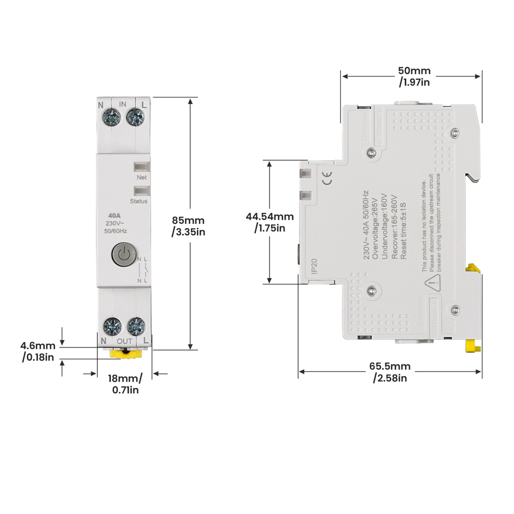 Interruttore WiFi Modulare 63A 220V, 1 Modulo DIN, Memoria, Controllo Remoto con App Tuya Smart Life, Monitoraggio Consumi in Tempo Reale, Compatibile Alexa e Google Home 