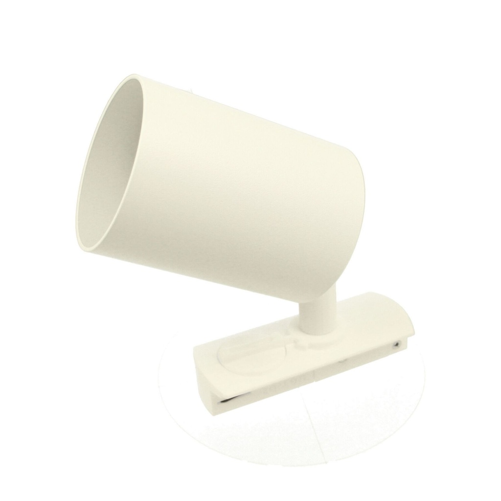 Porta Faretto da Binario Mono Fase, Attacco E27 orientabile e ruotabile, Max 50W 220V, Bianco