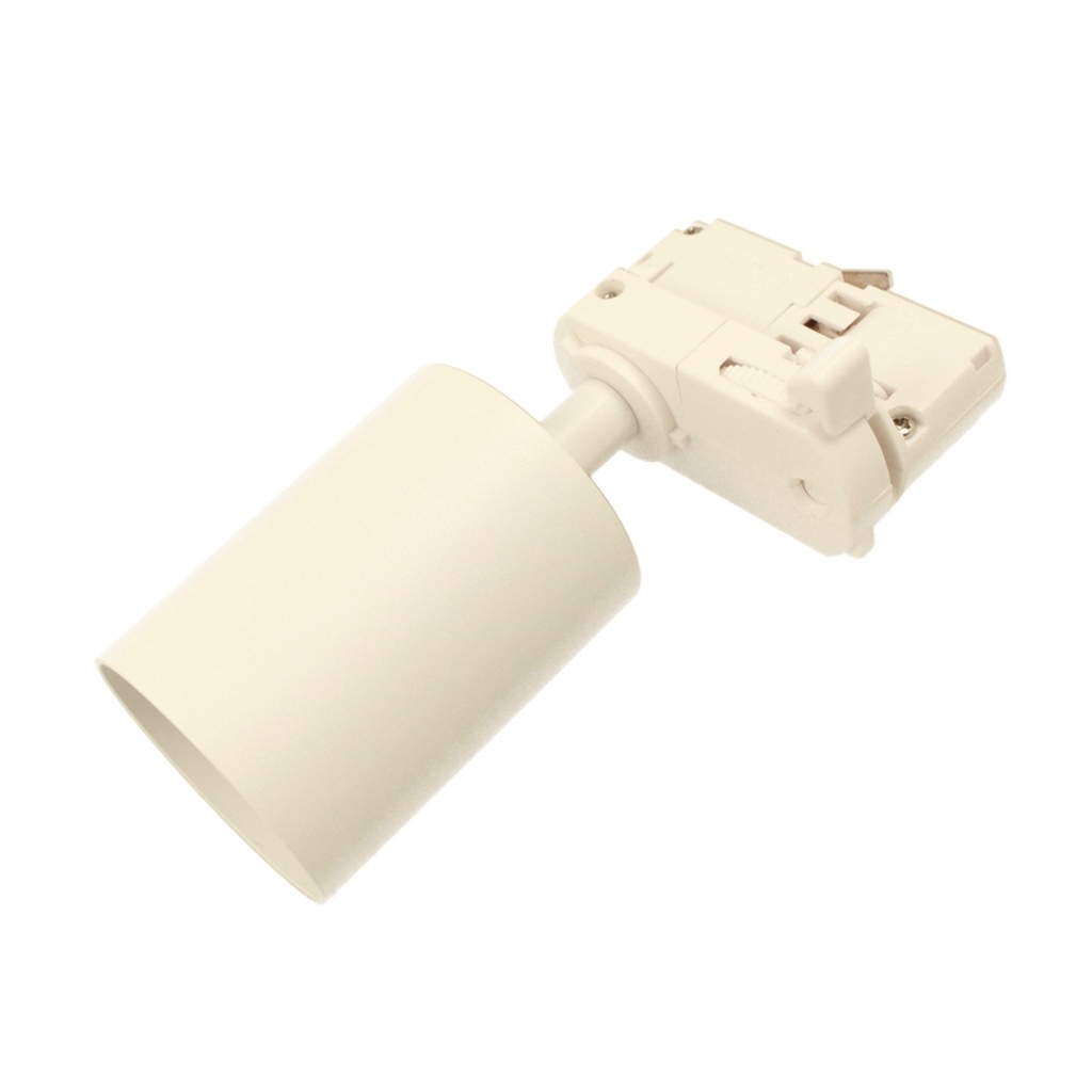 Porta Faretto da Binario Trifase, Attacco E27 orientabile e ruotabile, attacco 4 fili, compatibile con 3 linee di accensione, Max 50W 220V, Bianco