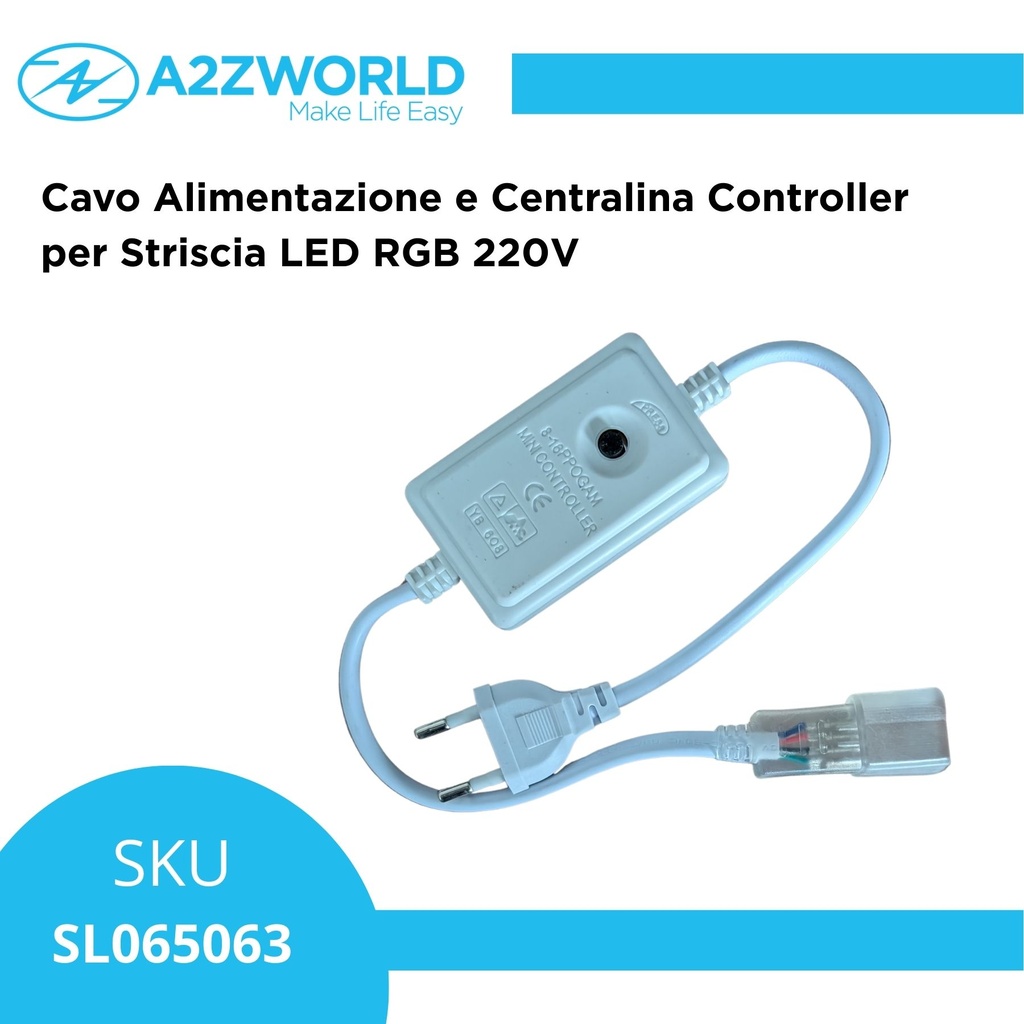 Cavo Alimentazione e Centralina Controller per Striscia LED RGB 220V SL065047
