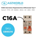 RCBO Interruttore Magnetotermico Differenziale Tipo F Curva C 1P+N 2M 6000A 30mA C16A AC 230V IP20 IEC61009-1