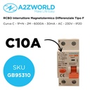 RCBO Interruttore Magnetotermico Differenziale Tipo F Curva C 1P+N 2M 6000A 30mA C10A AC 230V IP20 IEC61009-1