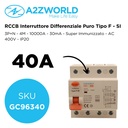 RCCB Interruttore Differenziale Puro Tipo F - SI 3P+N 4M 10000A 30mA Super Immunizzato 40A AC 400V IP20 IEC61008-1
