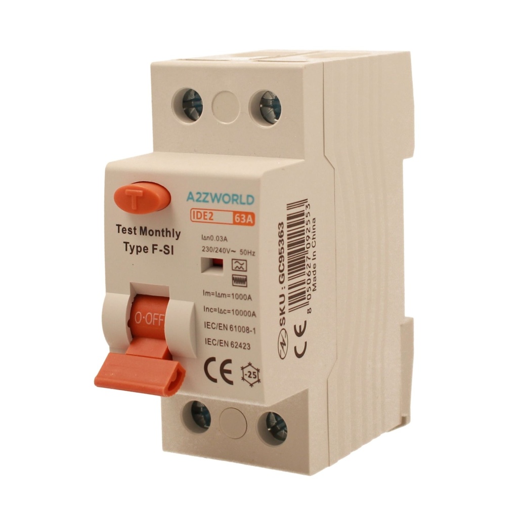 RCCB Interruttore Differenziale Puro Tipo F - SI 1P+N 2M 10000A 30mA Super Immunizzato 63A AC 230V IP20 IEC61008-1