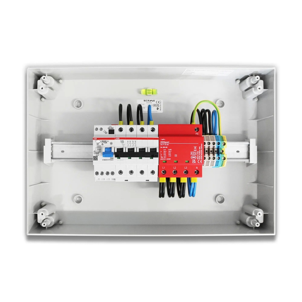 Quadro AC Trifase 10kW 20A 400V 8 Moduli Differenziale SPD IP65 