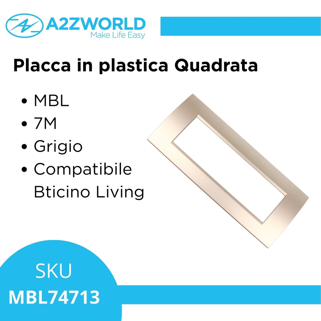 Placca Plastica Quadrata MBL 7M Grigio Compatibile Bticino Living BLN89706