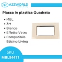 Placca Quadrata Effetto Vetro MBL 4M Bianco Compatibile Bticino Living