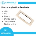 Placca Quadrata Effetto Vetro MBL 7M Bianco Compatibile Bticino Living