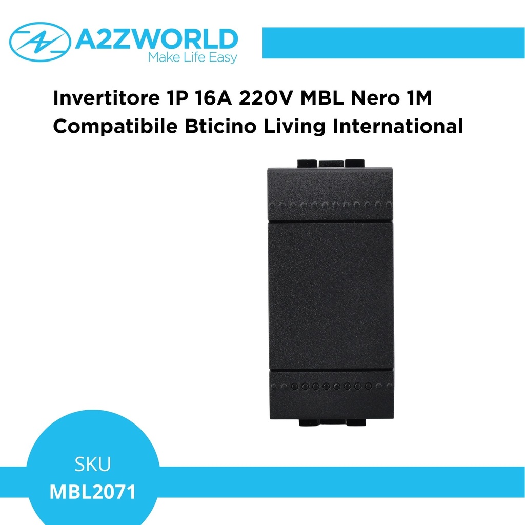 Invertitore 1P 16A 220V MBL Nero 1M Compatibile Bticino Living International BLN0901