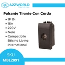 Pulsante Tirante Con Corda 1P 16A 220V MBL Nero 1M Compatibile Bticino Living International BLN1101