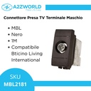 Connettore Presa TV Terminale Maschio  MBL Nero 1M Compatibile Bticino Living International BLN2250