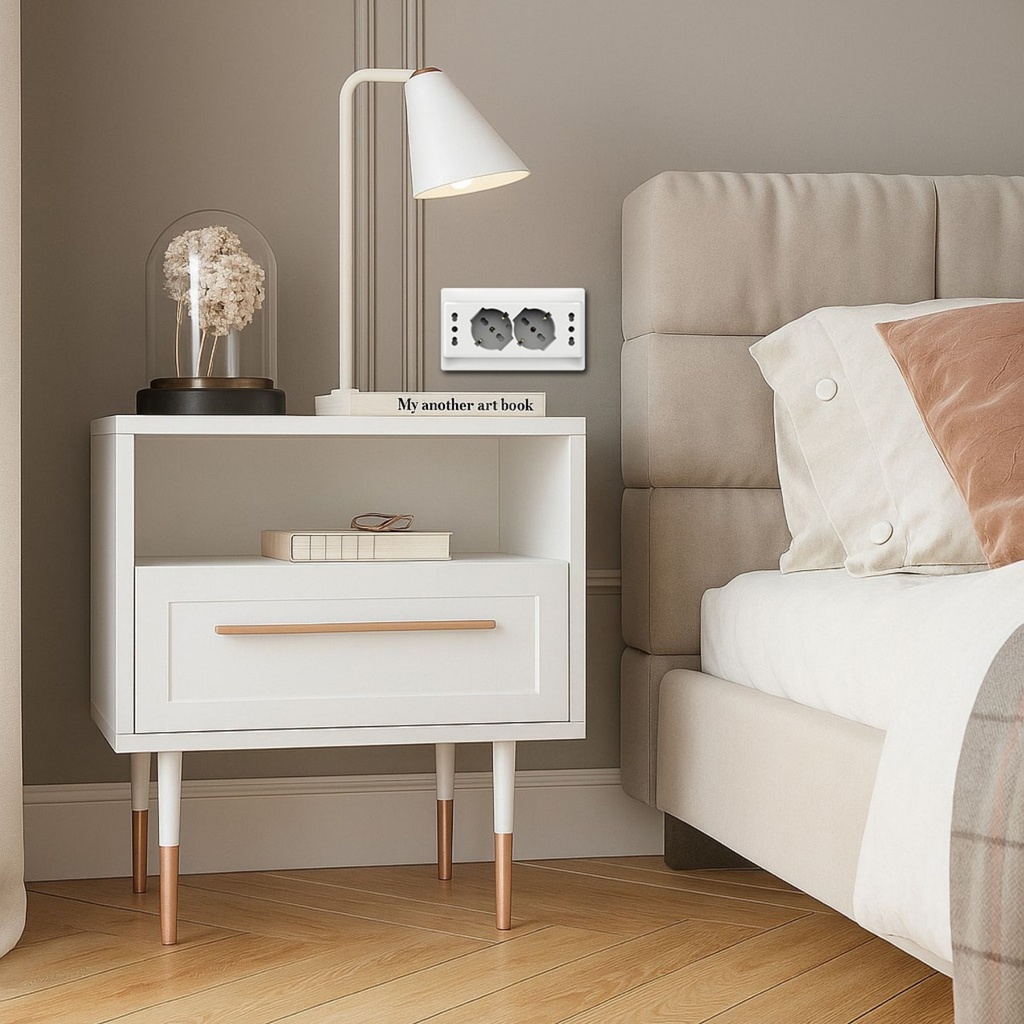 Multipresa Da Incasso Scatola 503 Bianco, 2 Prese Schuko Universale P40 + 2 Prese Bipasso Italiano 10/16A