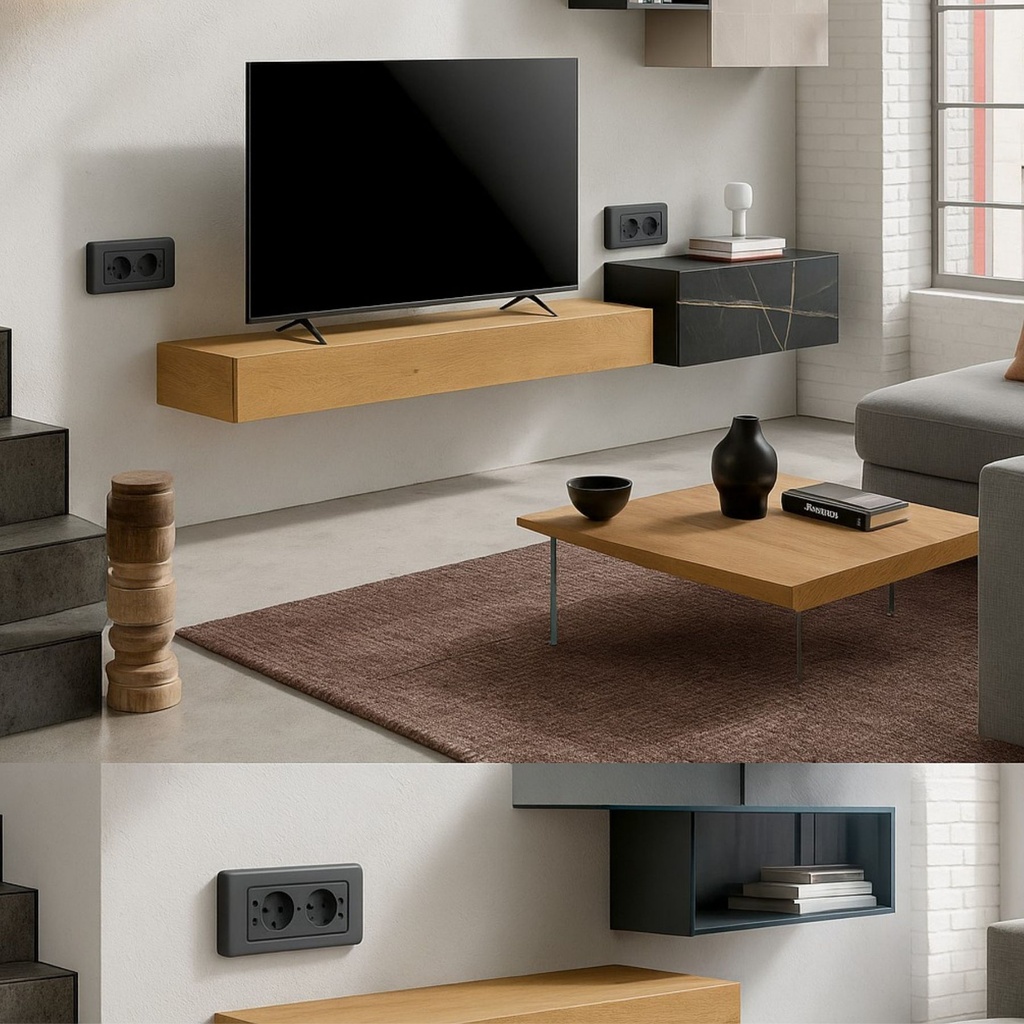 Multipresa Da Incasso Scatola 503 Nero, 2 Prese Schuko Universale P40 + 2 Prese Bipasso Italiano 10/16A