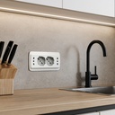 Multipresa Da Incasso Scatola 503 Bianco, 2 Prese Schuko Universale P40 + 2 Prese Bipasso Italiano 10/16A