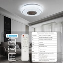 Plafoniera LED CCT Bluetooth Con Altoparlante Musica 48W 4700lm D410x95mm 140° con Telecomando 25-30mmq