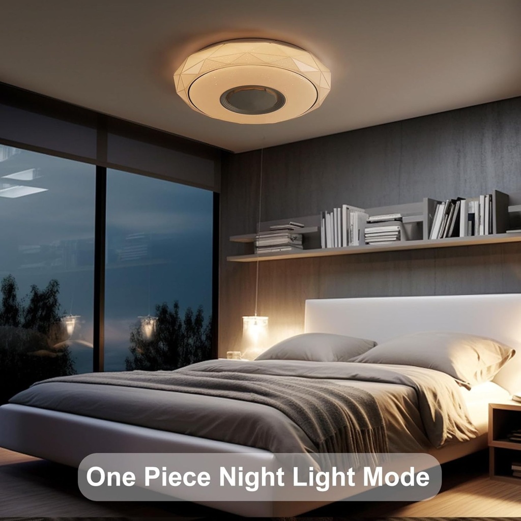 Plafoniera LED CCT Bluetooth Con Altoparlante Musica 48W 4700lm D410x95mm 140° con Telecomando 25-30mmq