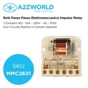 Relè Passo Passo Elettromeccanico Impulse Relay 1 Contatto NO 10A 220V AC IP20 Con Circuito Bobina e Contatti Separati